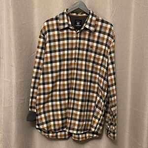 Mens Lerros Flannel Shirt. Size‎ XXL. Gray/Gold Plaid